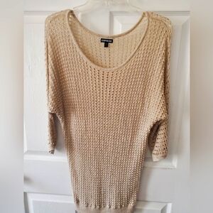 Women's sweater shirt Tan w/ gold sparkles Sz Large